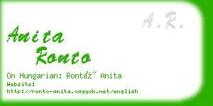 anita ronto business card